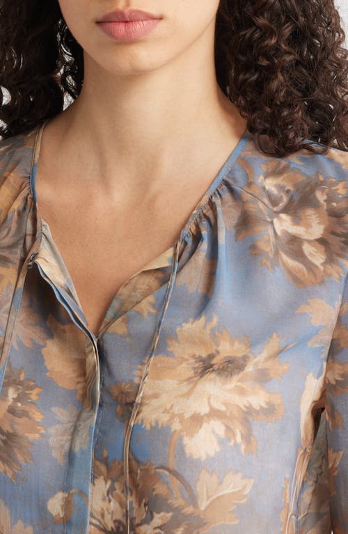 Kobi Halperin Mullin Floral Trumpet Sleeve Shirt In Blue