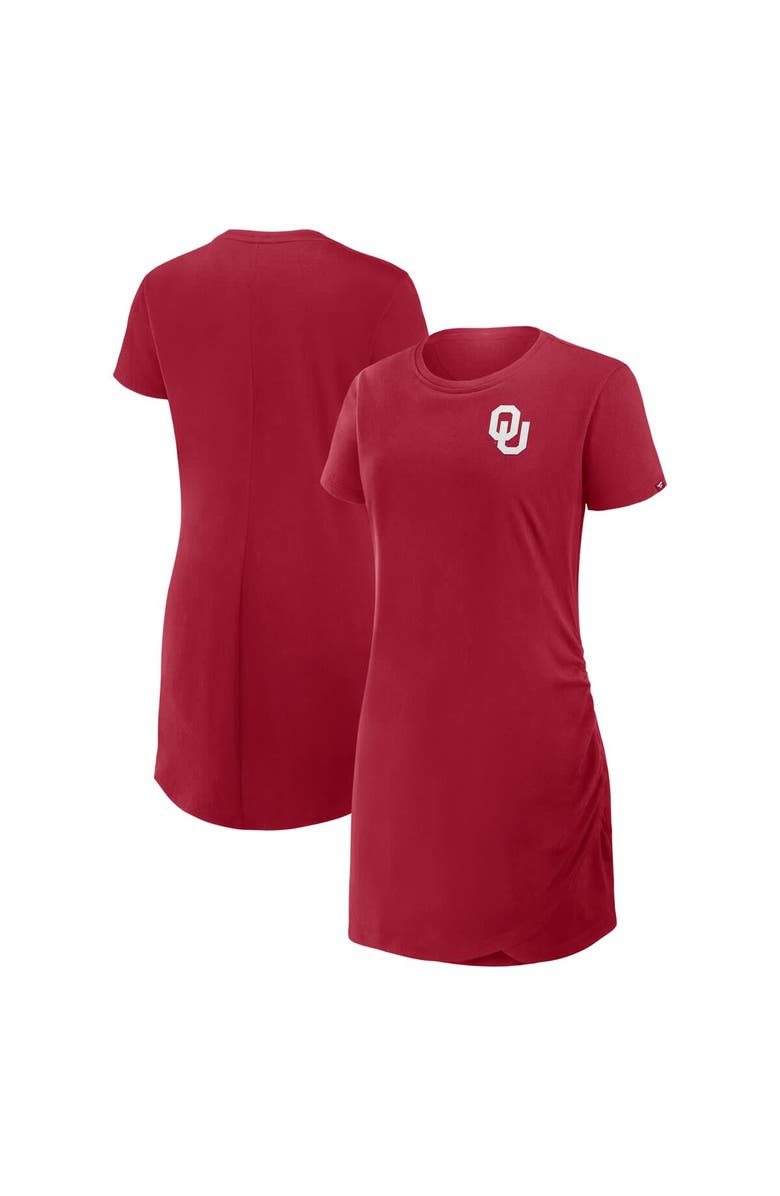 FANATICS Women's Fanatics Crimson Oklahoma Sooners Ruched Drape T-Shirt Dress, Main, color, Crimson