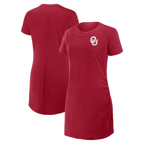 Women's Fanatics Crimson Oklahoma Sooners Ruched Drape T-Shirt Dress