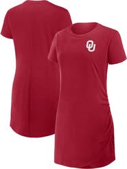 FANATICS Women's Fanatics Crimson Oklahoma Sooners Ruched Drape T-Shirt Dress