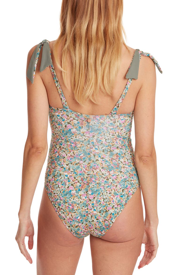 Victoria Floral One-Piece Maternity Swimsuit, Alternate, color, BEIGE MULTI