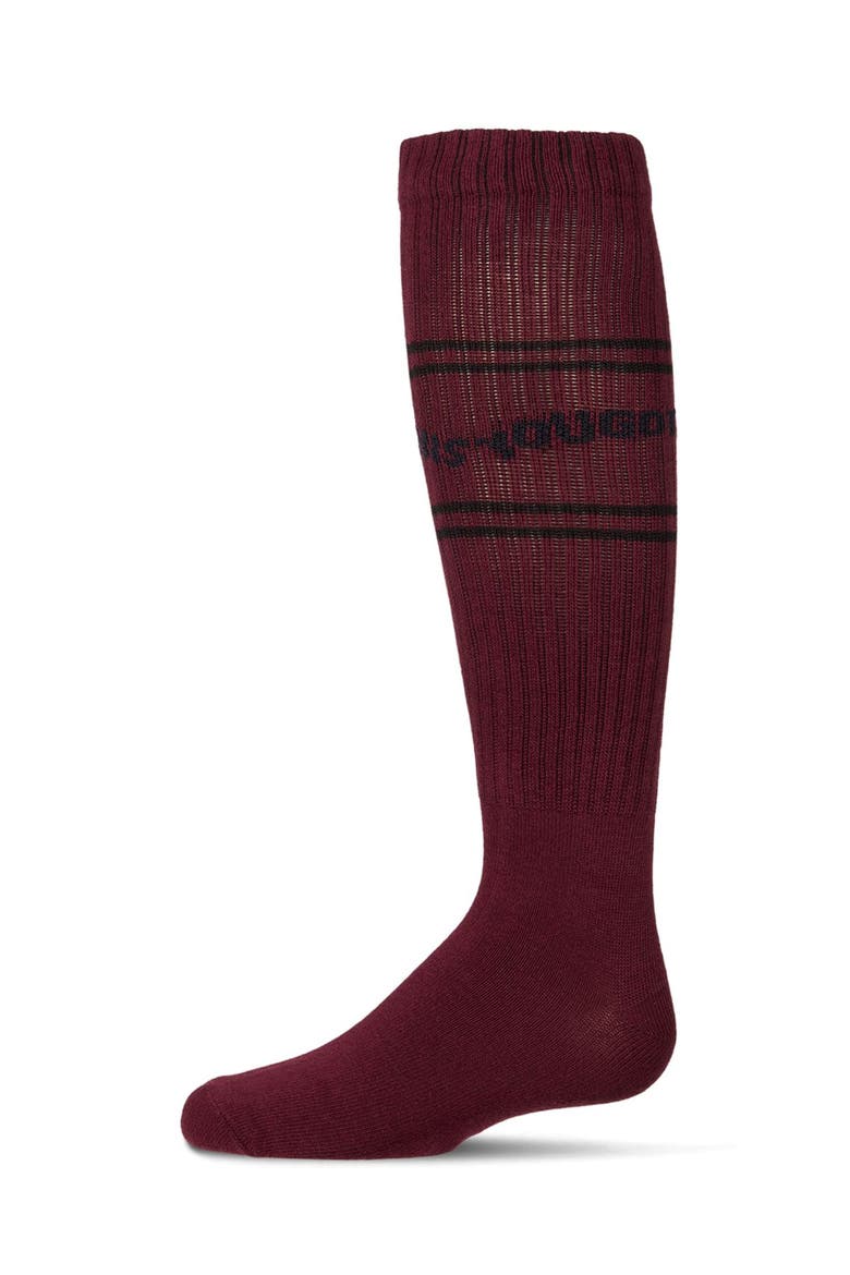 You Got This Ribbed  Varsity-Stripe Knee High Sock, Main, color, Burgundy