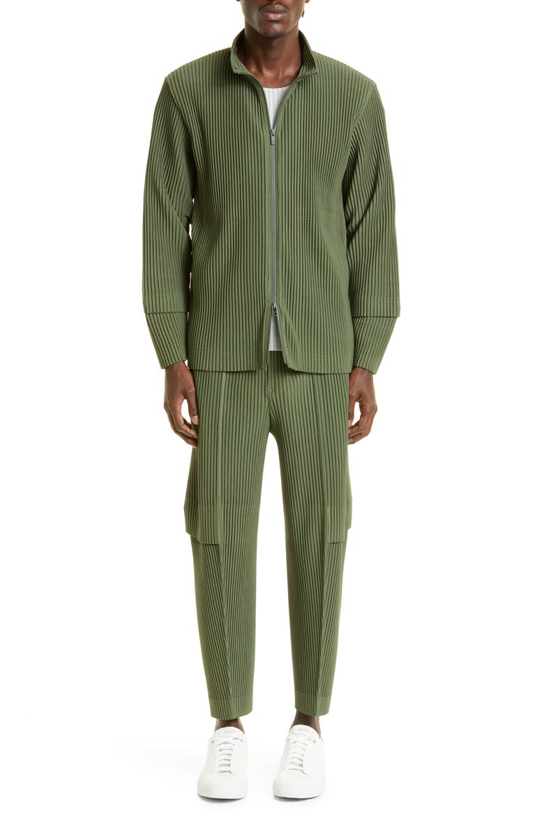 Cargo Pleated Bomber Jacket, Alternate, color, LIGHT CEDAR GREEN