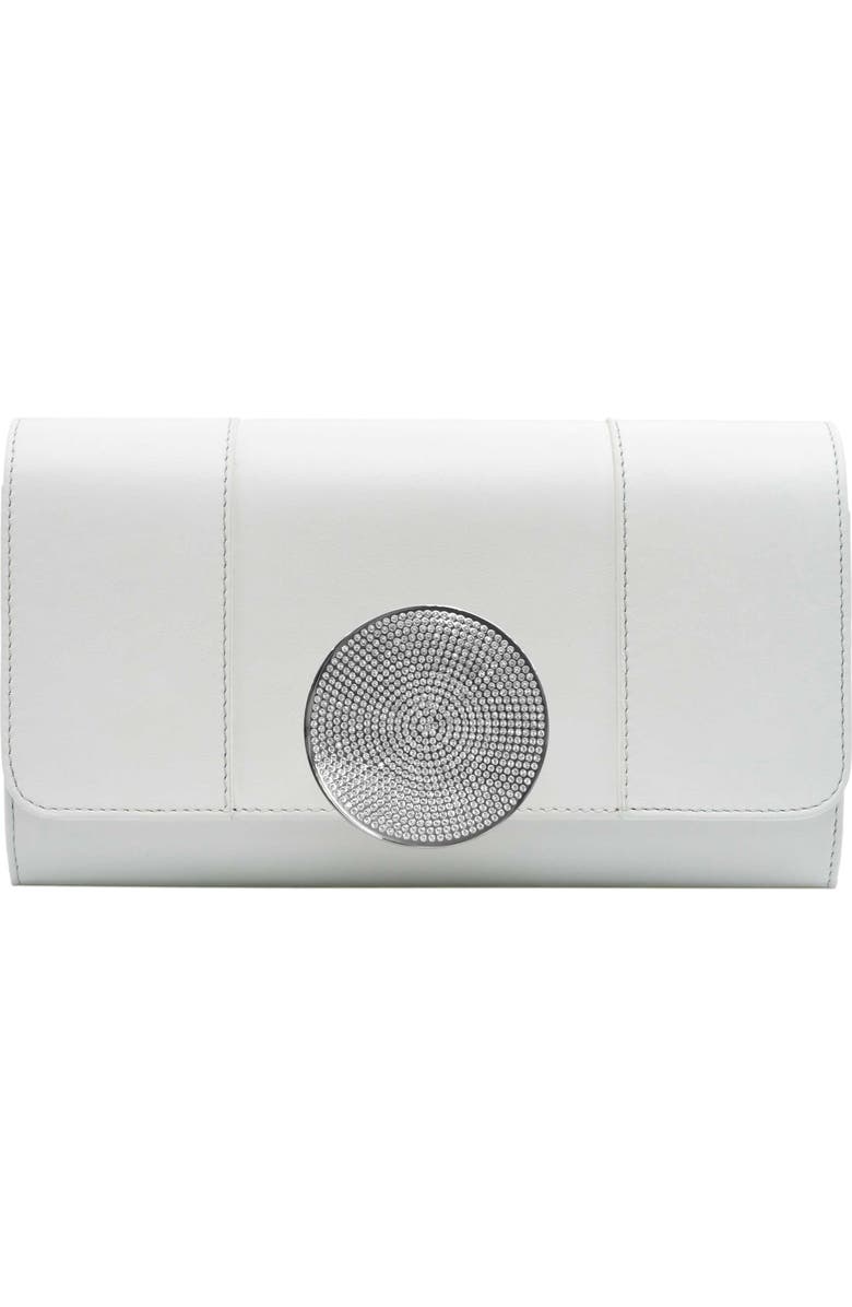 PERRIN PARIS Le Disque Clutch Strass, Main, color, White / Strass