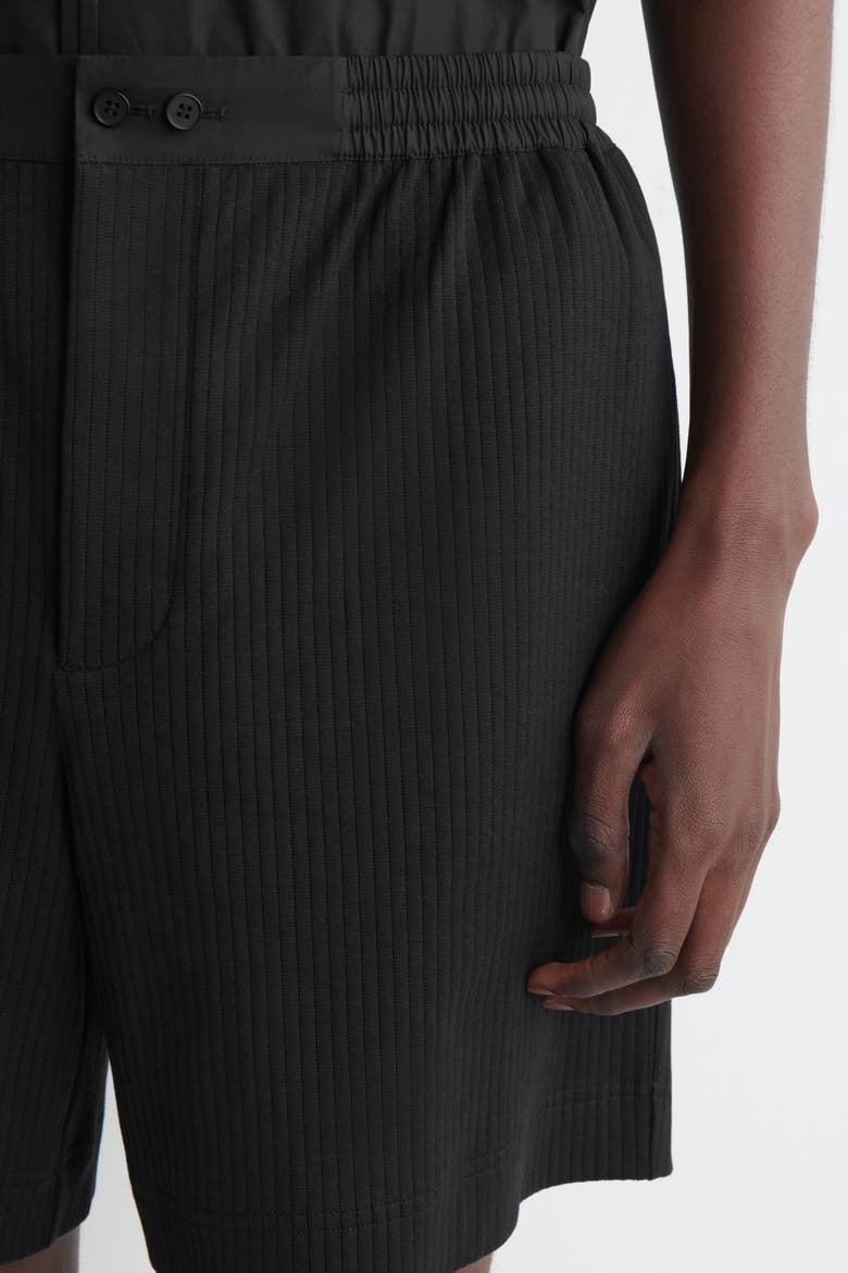Ribbed Cotton-jersey Shorts, Alternate, color, BLACK