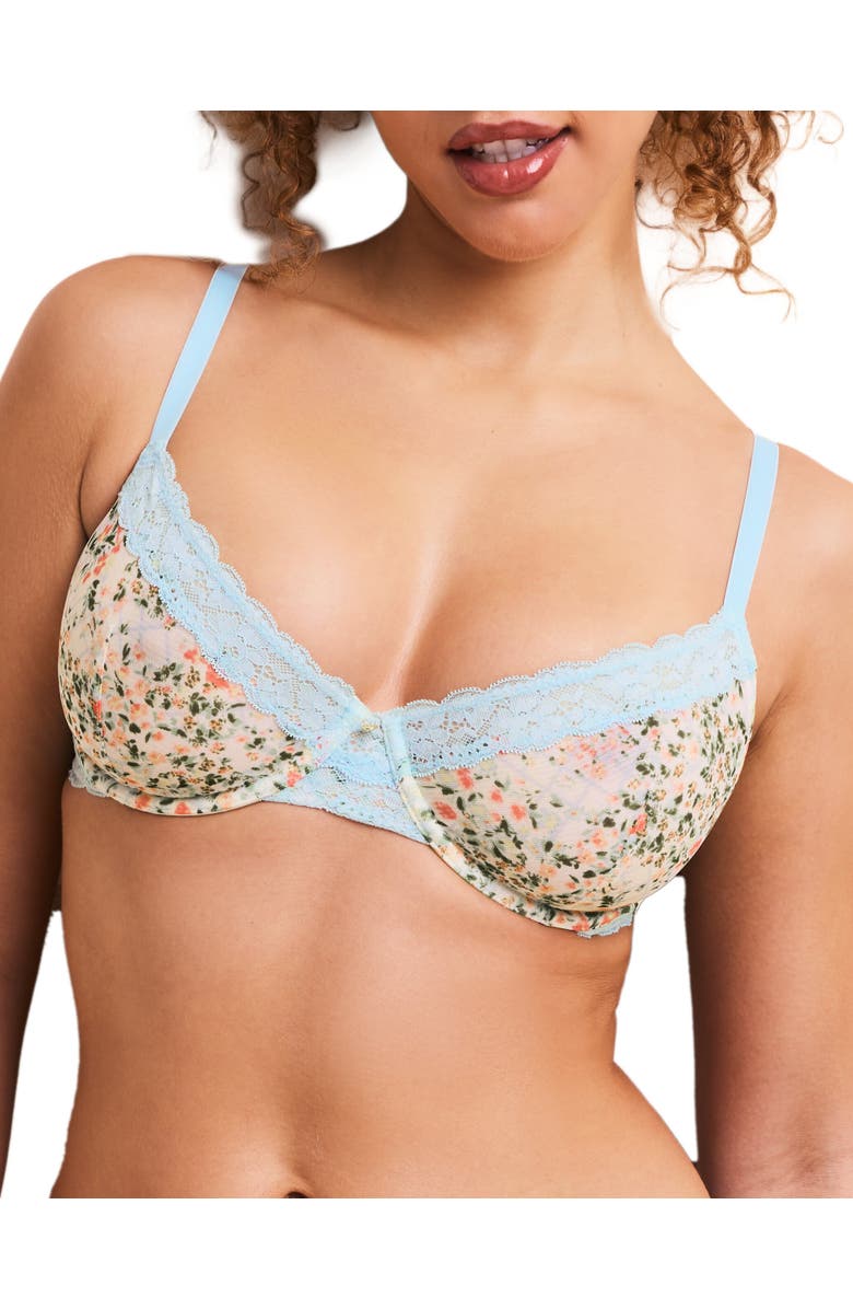 Adore Me Akari Unlined Demi Bra, Main, color, Floral White