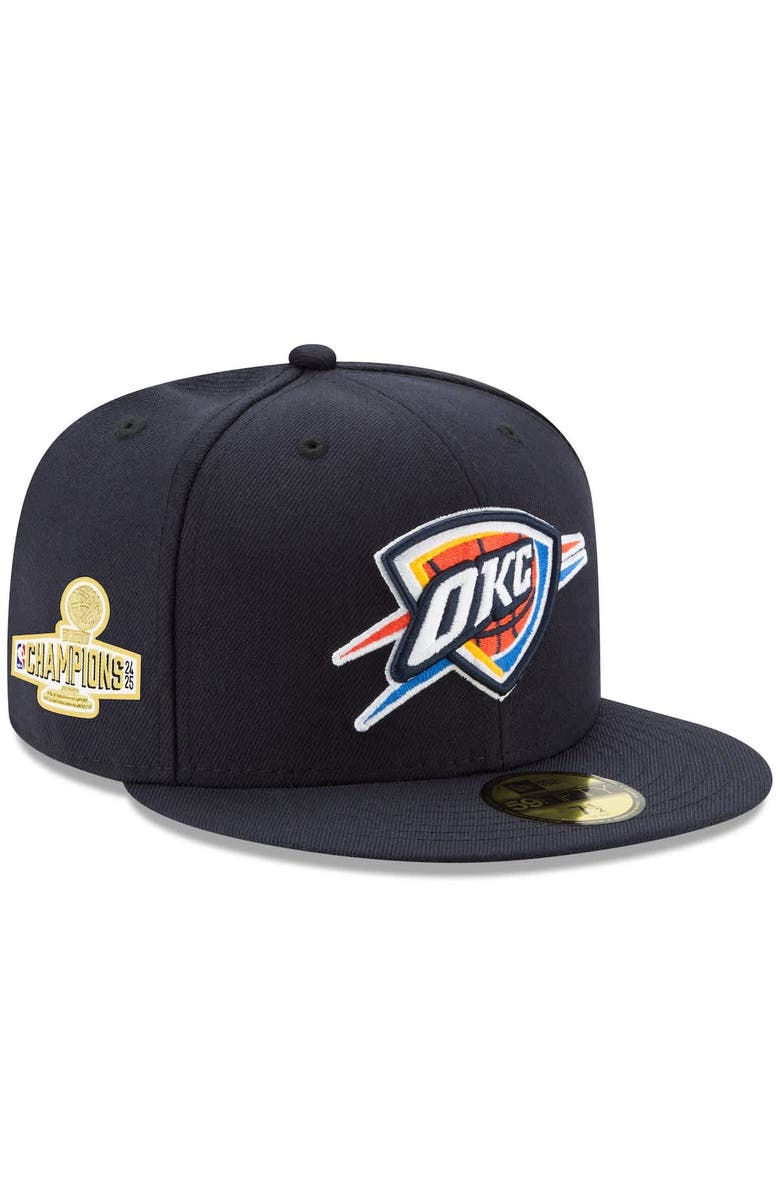 New Era Men's New Era Navy Oklahoma City Thunder 2025 NBA Finals Champions Side Patch 59FIFTY Fitted Hat, Alternate, color, Navy
