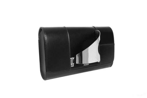 Perrin Paris L'eiffel Classic Clutch In Black Silver