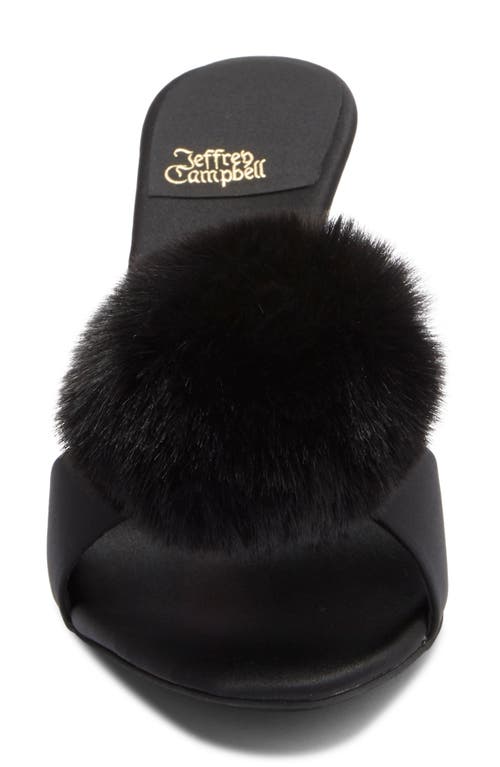 Jeffrey Campbell Shopaholic Faux Fur Pom Slide Sandal In Black