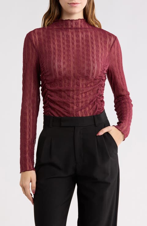 High Neck Long Sleeve Lace Top