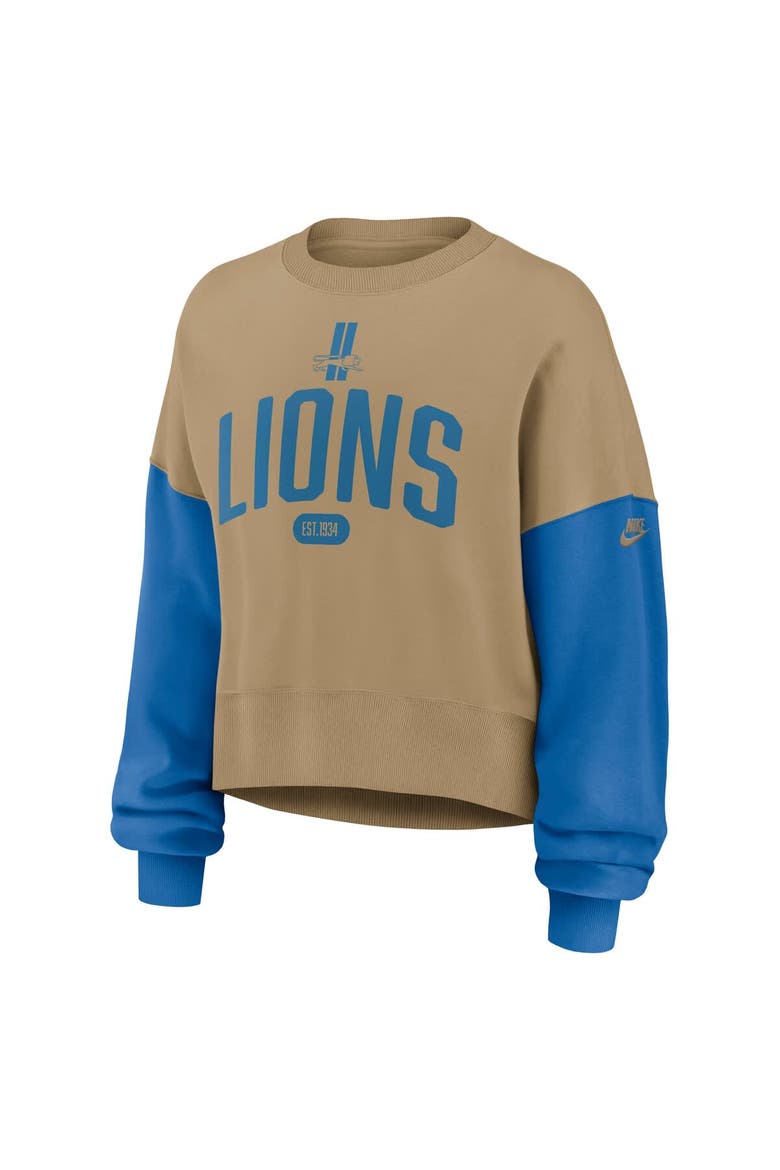 Women's Nike Tan Detroit Lions Oversized Rewind Pullover Sweatshirt, Alternate, color, Tan