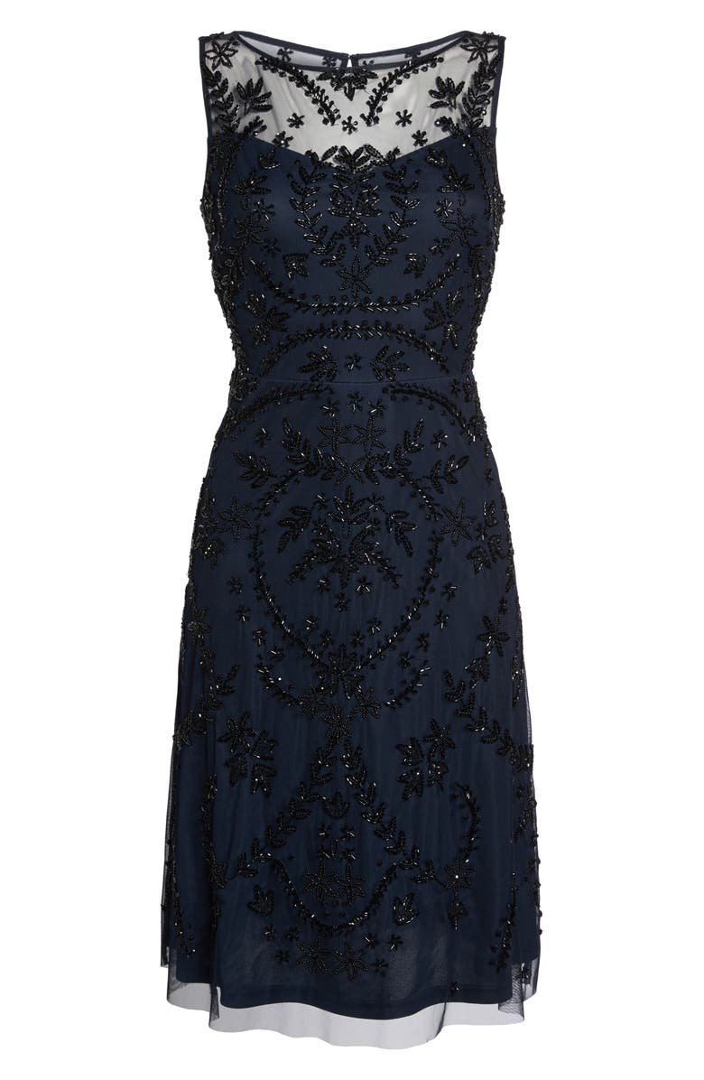 Adrianna Papell Beaded Cocktail Dress, Alternate, color, 