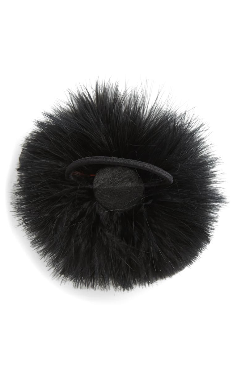 Cara Feather Pompom Ponytail Holder, Alternate, color, 