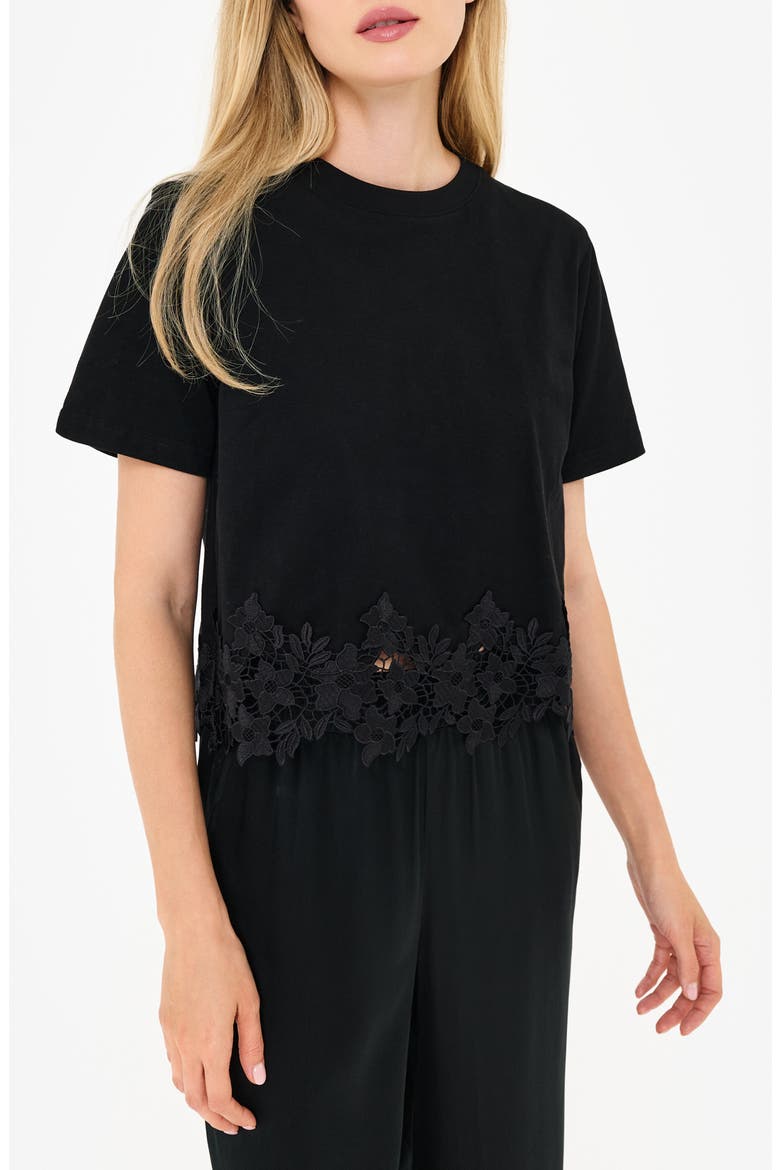Keanu Lace Hem T-Shirt, Alternate, color, BLACK