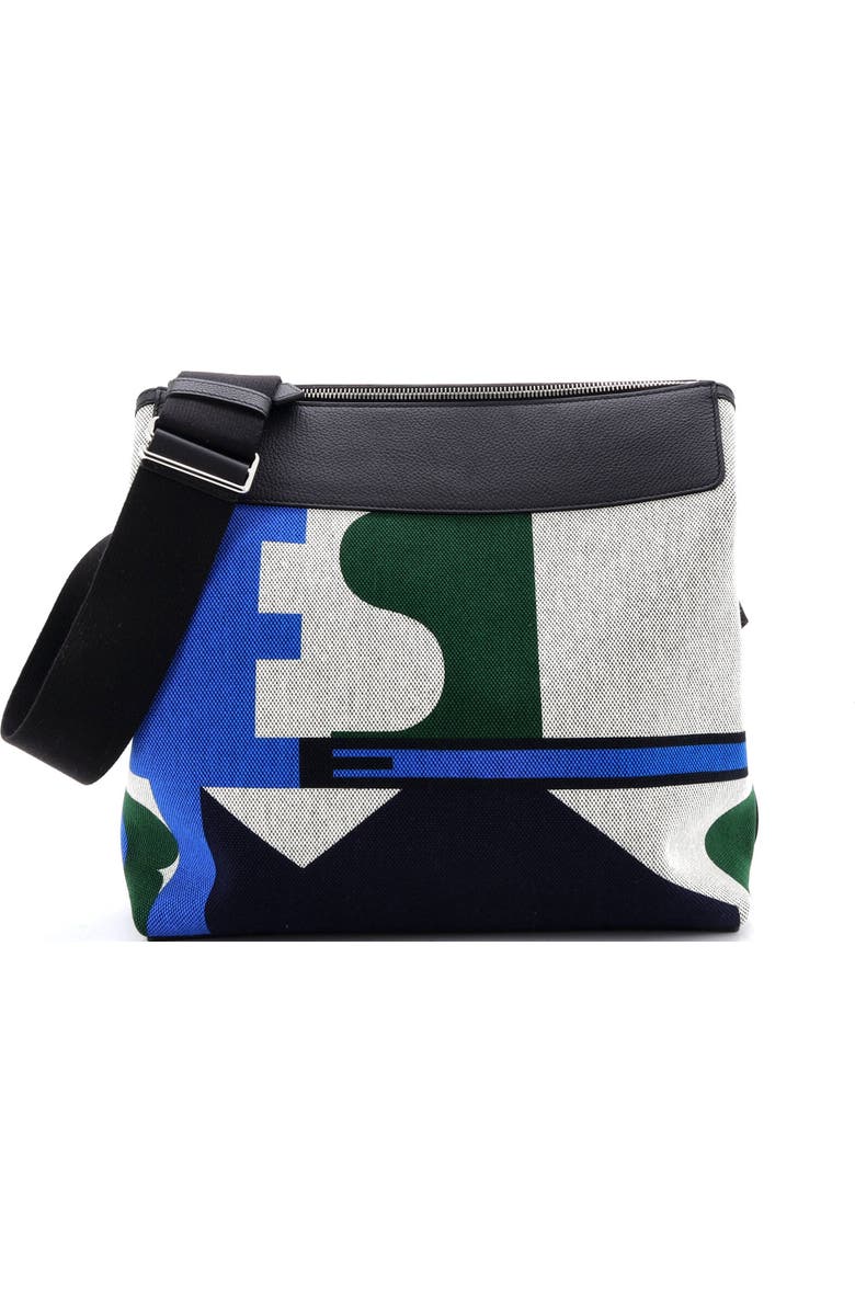 Pre-Owned Hermes R.M.S 12H Bag Pacific Printed Toile and Leather, Main, color, Noir