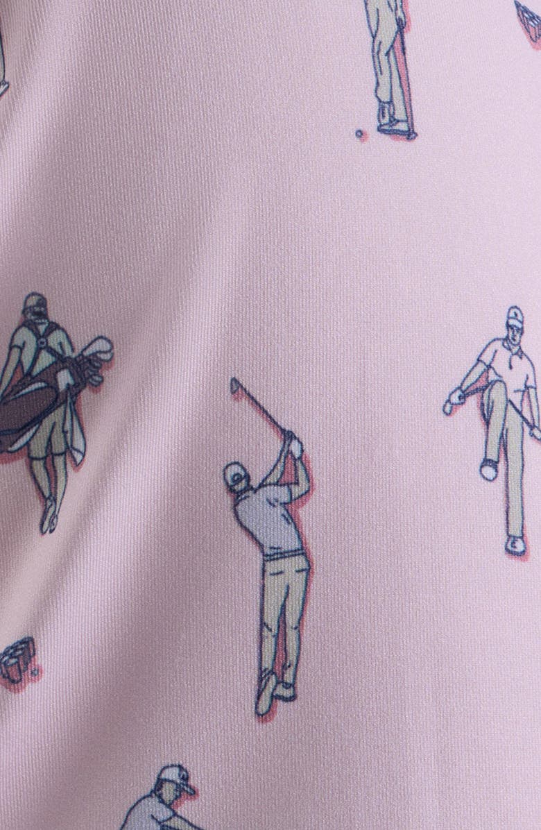 Bad Birdie Golfer Print Performance Golf Polo, Alternate, color, The Boys - Frosty Petal