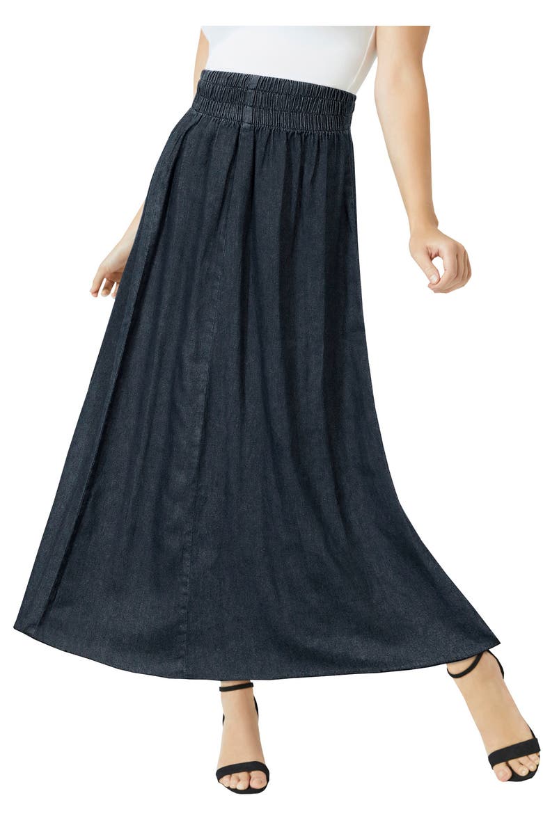 Jessica London Chambray Maxi Skirt, Main, color, Indigo