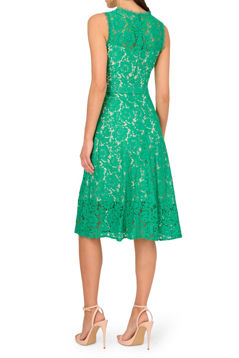 Belted Sleeveless Lace Midi Dress, Alternate, color, BOTANIC GREEN