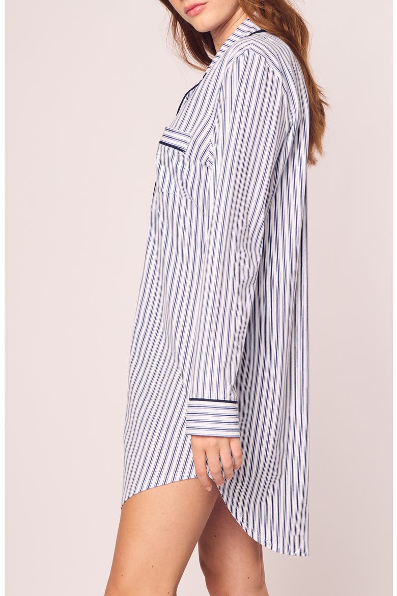 Pink Stripe Cotton Nightshirt, Alternate, color, NAVY