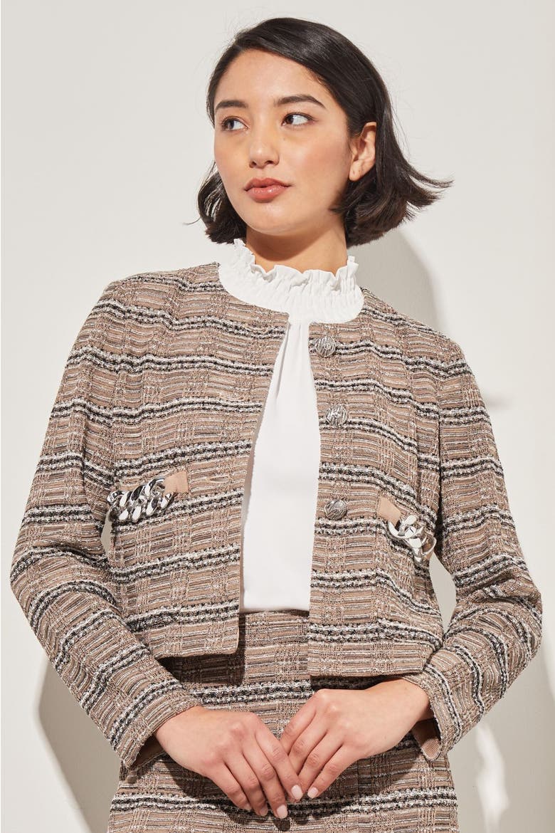Button Front Heritage Jacket, Alternate, color, Java/Black/Ivory