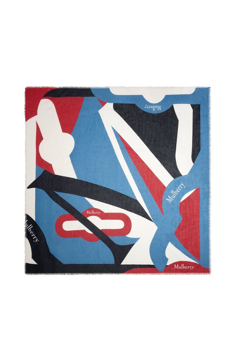 Mulberry Cashmere Logo Square Scarf, Main, color, Brighton-Night Sky