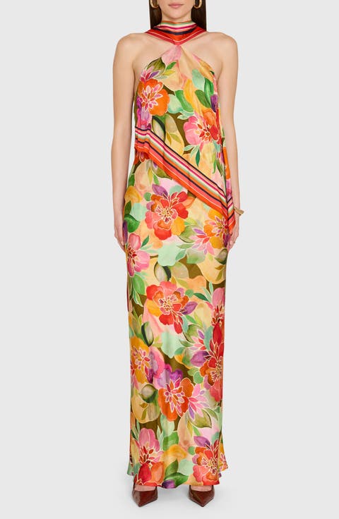 Irena Floral Print Scarf Gown