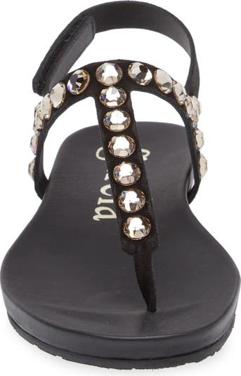 サンダル・ミュール PEDRO GARCIA Women Sandals DUNA03CASTORONAPLACKBLACKCRYSTAL Thong sandal with Swarovski crystals in black suede |Judith