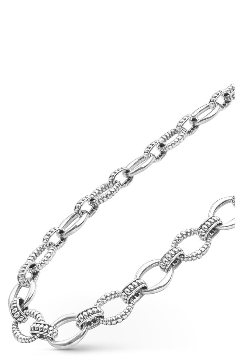 Sterling Silver Large Oval Fluted Link Necklace, Alternate, color, SILVER