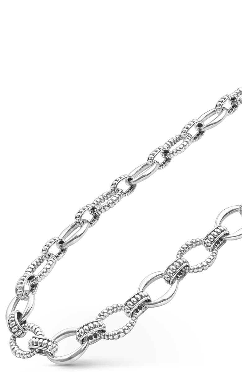 LAGOS Sterling Silver Large Oval Fluted Link Necklace, Alternate, color, Silver
