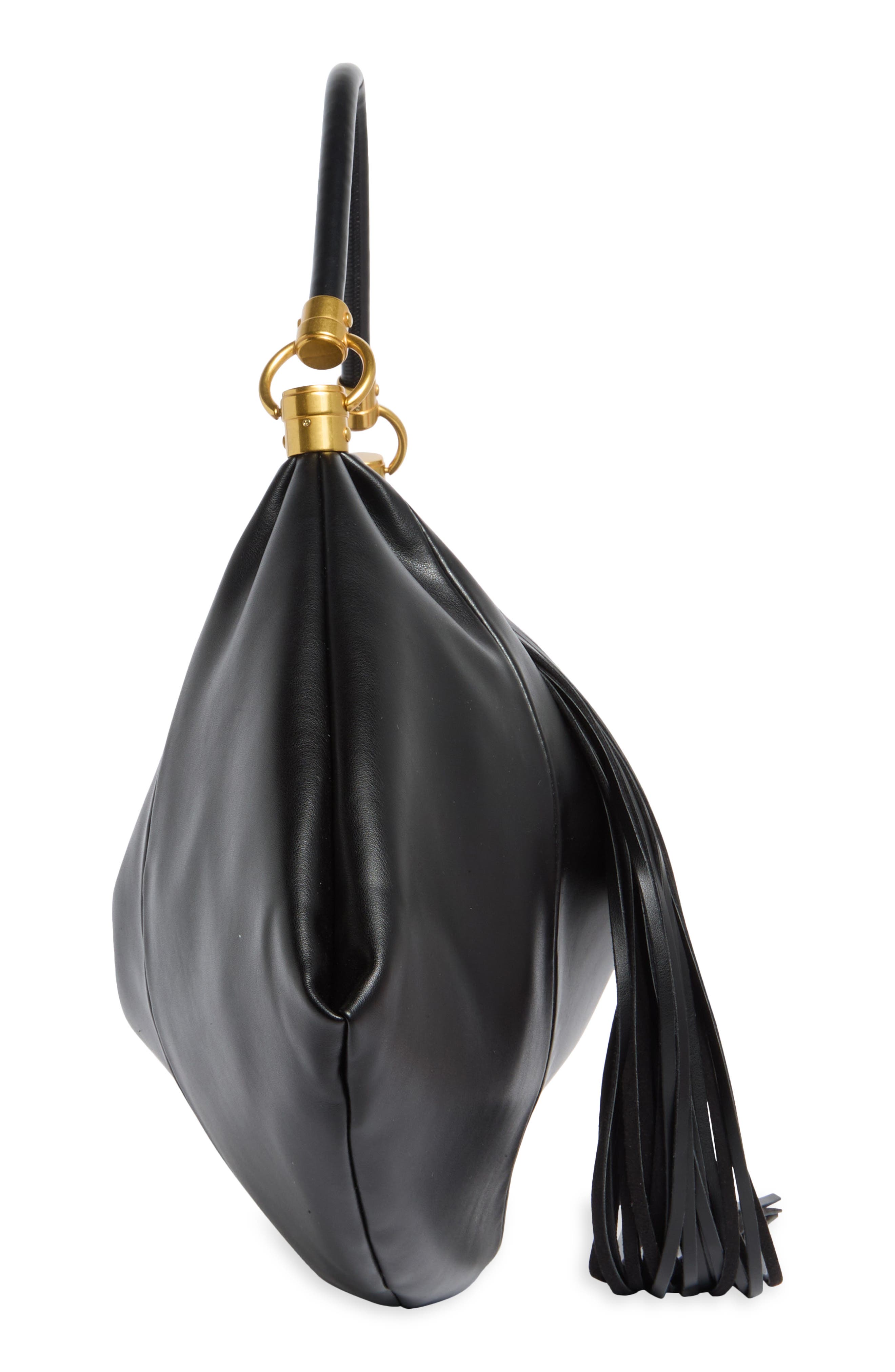BCBG Tassel Water Repellent Shoulder Bag, Alternate, color, Black