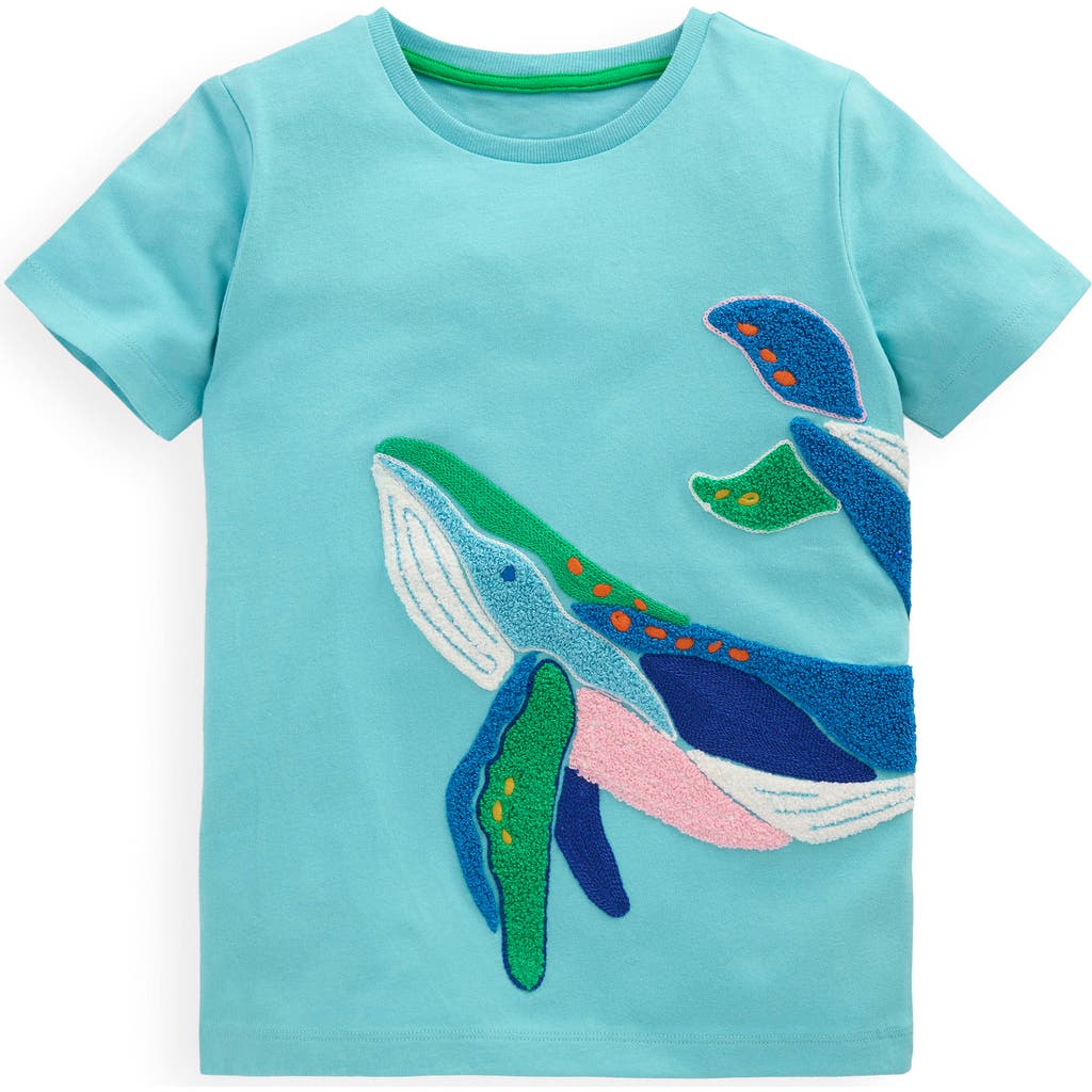 Shop Mini Boden Kids' Chain Stitch Whale Bouclé T-shirt In Caribbean Blue Whale