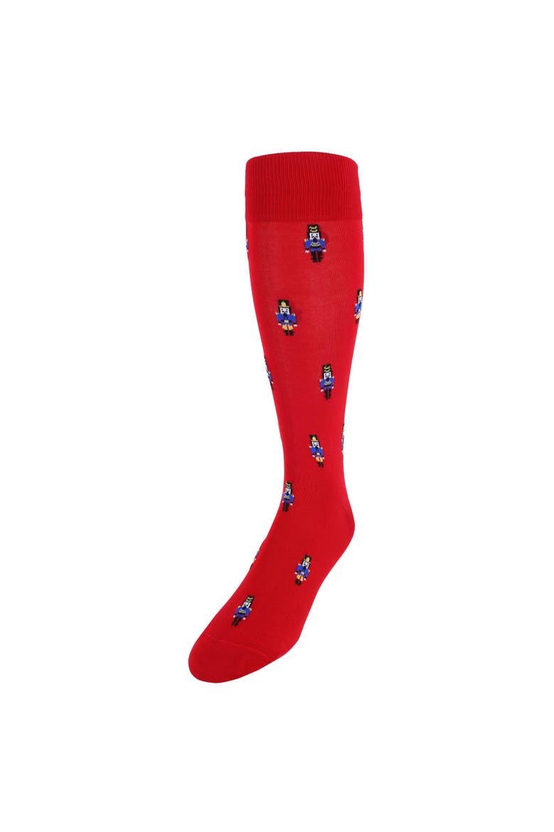 The Nutcracker Over The Calf Christmas Mercerized Cotton Socks, Main, color, Red