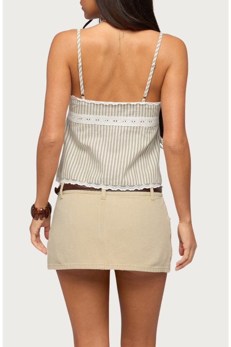 Elodie Stripe Lace Trim Tank, Alternate, color, SAGE