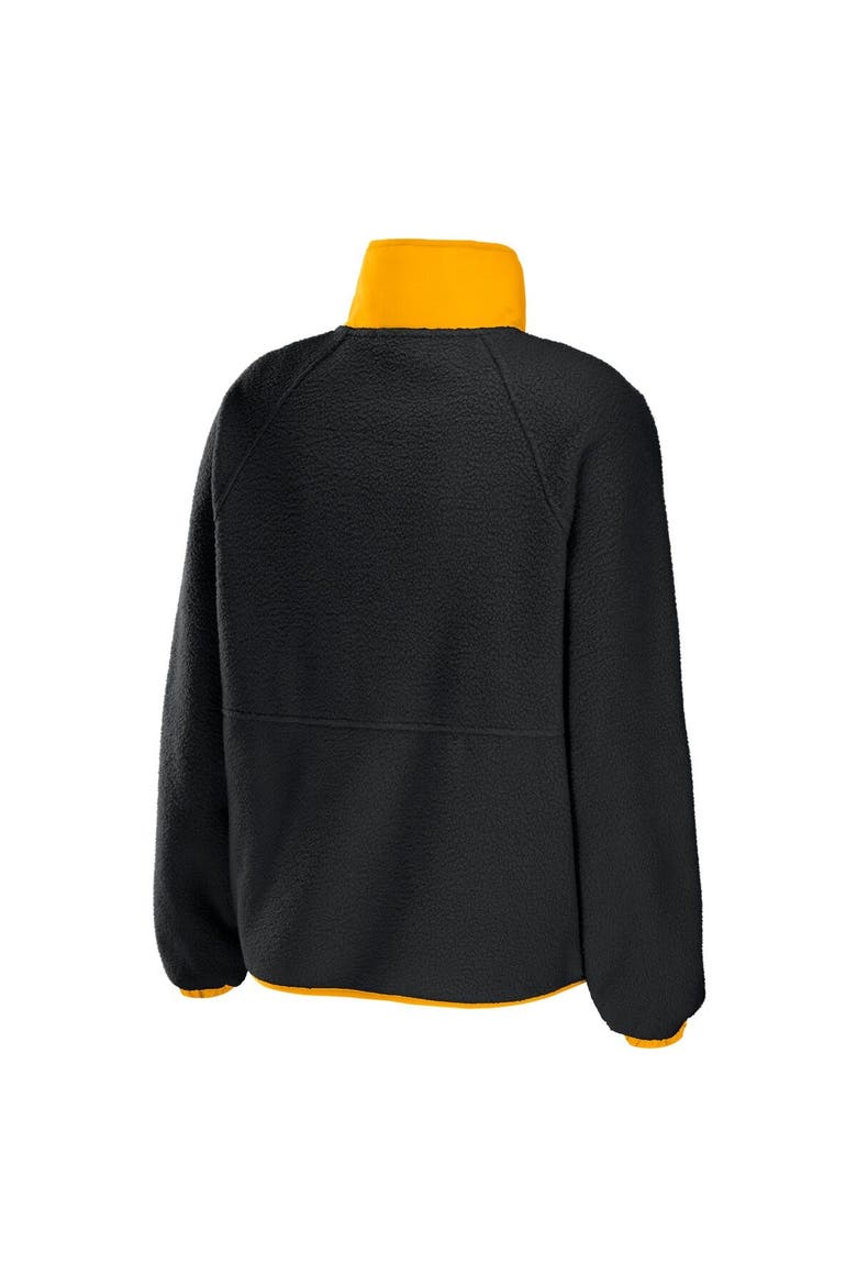 Women's WEAR by Erin Andrews Black Pittsburgh Steelers Polar Fleece Raglan Full-Snap Jacket, Alternate, color, Black