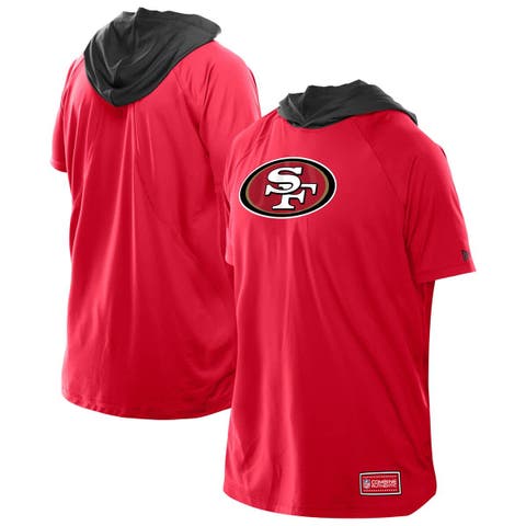 Men
s New Era  Scarlet San Francisco 49ers Combine Authentic Hooded Raglan Short-Sleeve T-Shirt