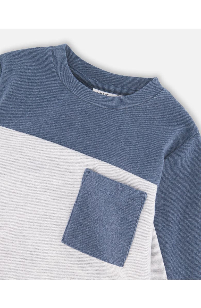 Deux par Deux Long Sleeve Super Soft Brushed Jersey Top Color Block, Alternate, color, Light Heather Gray