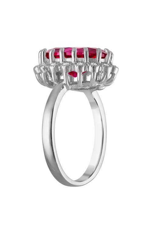 Fzn Oval Ruby & Cubic Zirconia Ring In White