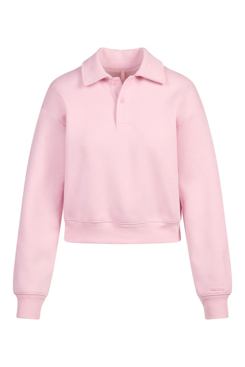 Cotton Fleece Blend Polo Sweatshirt, Alternate, color, HALITE