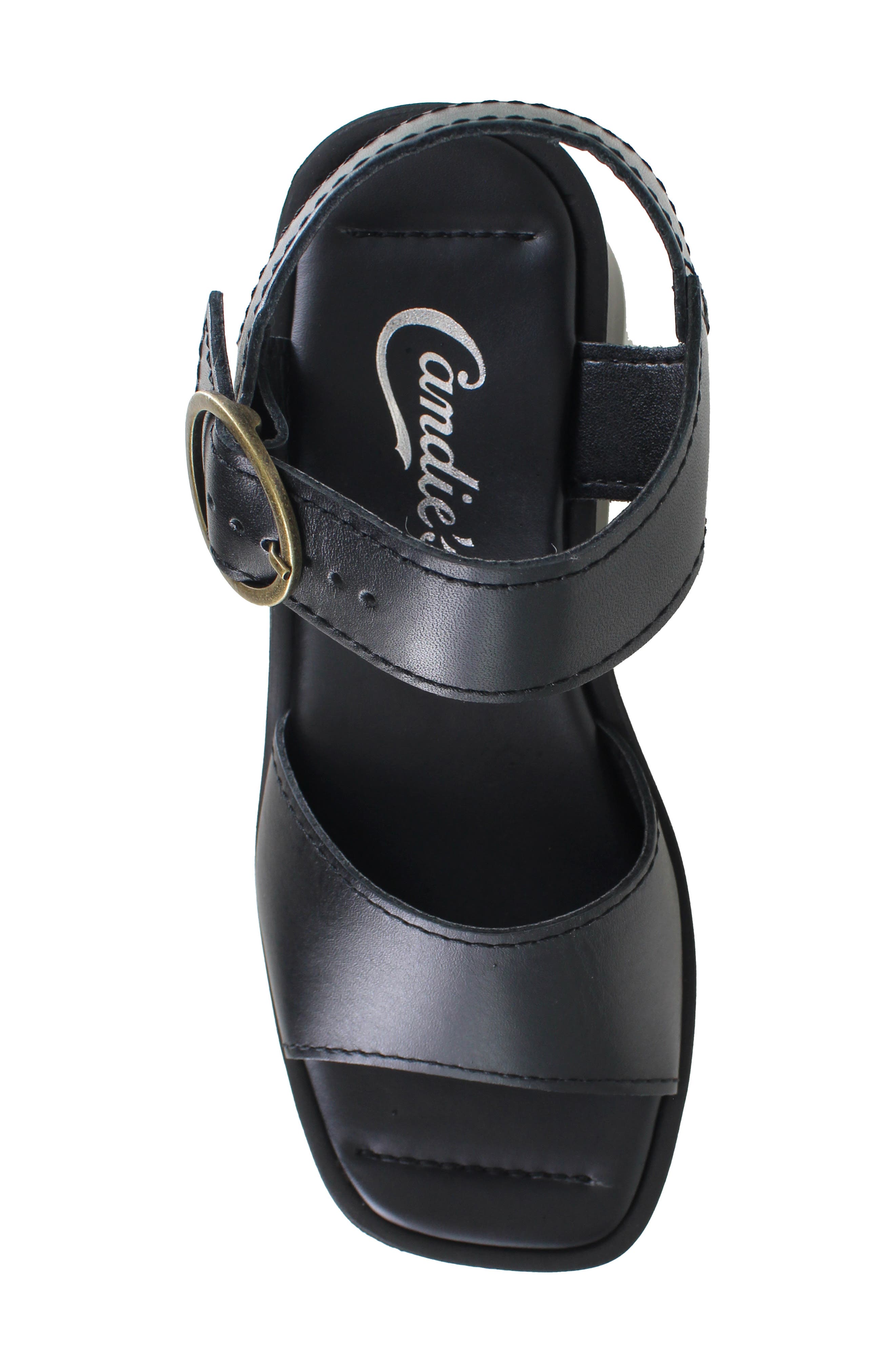 Candie's Anna Ankle Strap Platform Sandal, Alternate, color, Black Leather