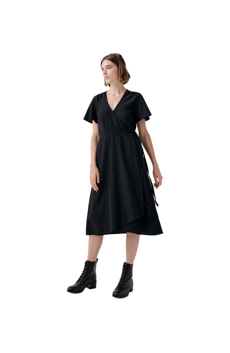 Pact Organic Cafe Crepe Wrap Dress, Alternate, color,