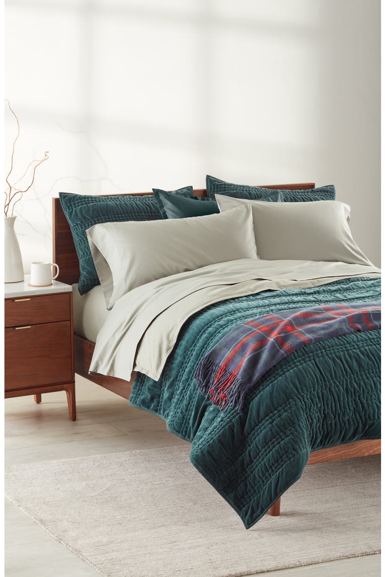 400 Thread Count Organic Cotton Sateen Sheet Set, Alternate, color, GREEN HALO