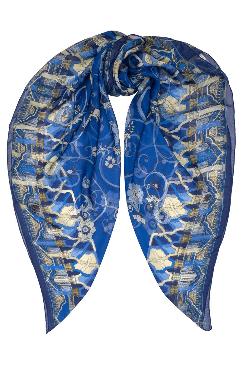 Natalia - Silk Scarf Shawl for Women, Main, color, Royal Blue