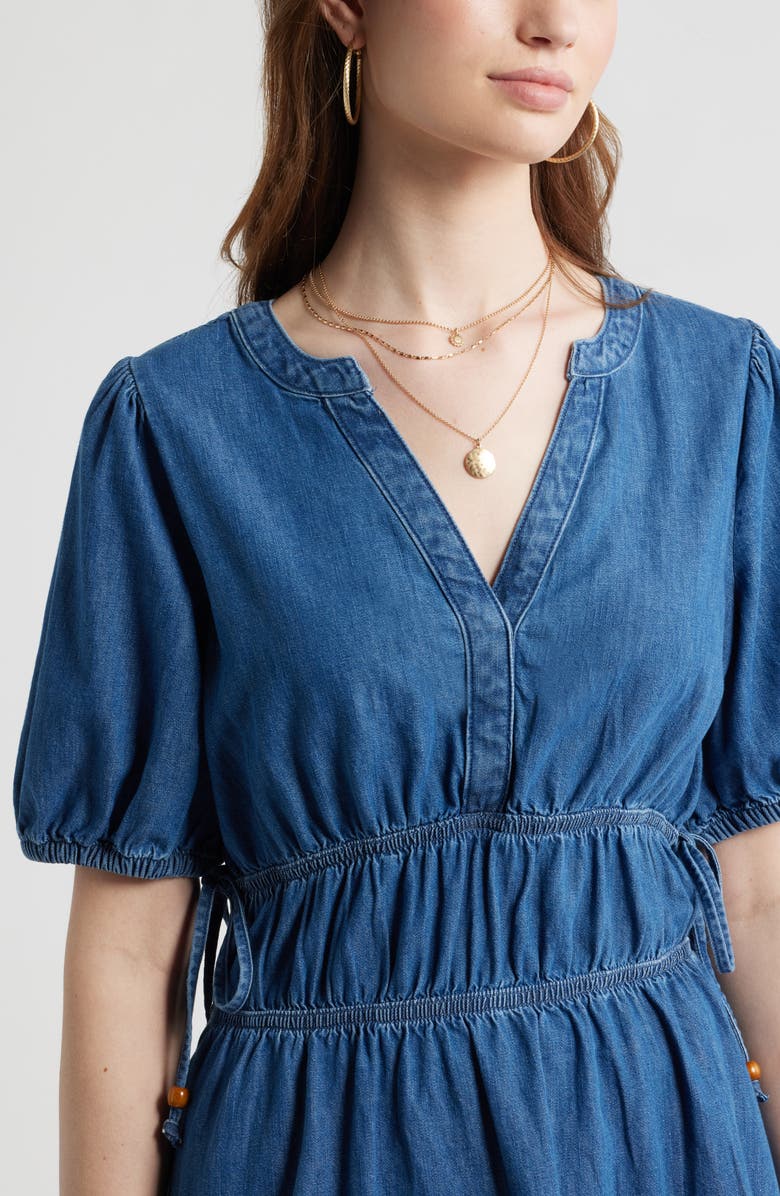 Treasure & Bond Puff Sleeve Cotton Chambray Minidress, Alternate, color, Medium Wash