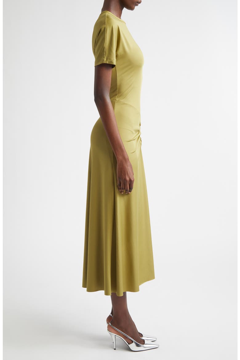 Gathered Detail T-Shirt Midi Dress, Alternate, color, GREENFINCH