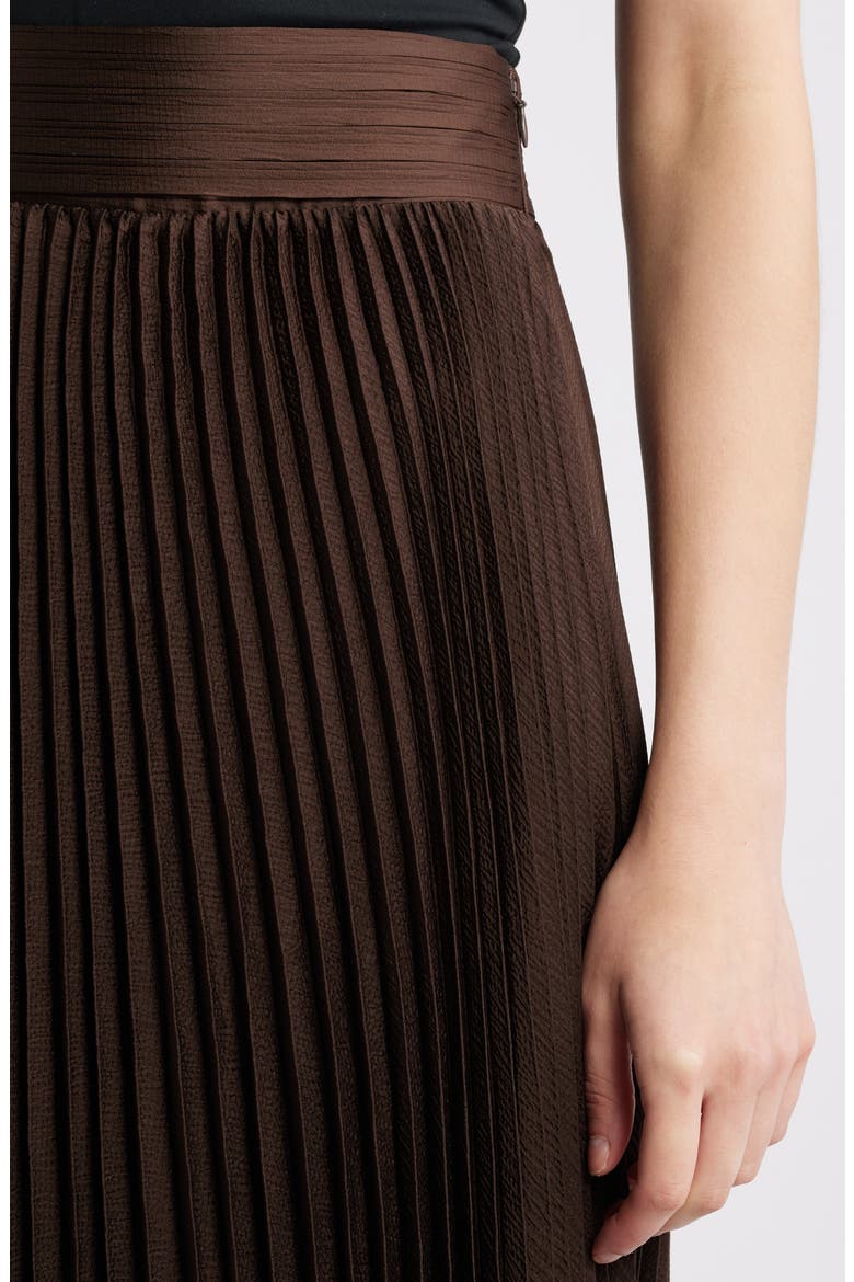 The Ayla Pleated Midi Skirt, Alternate, color, BISTRO BROWN