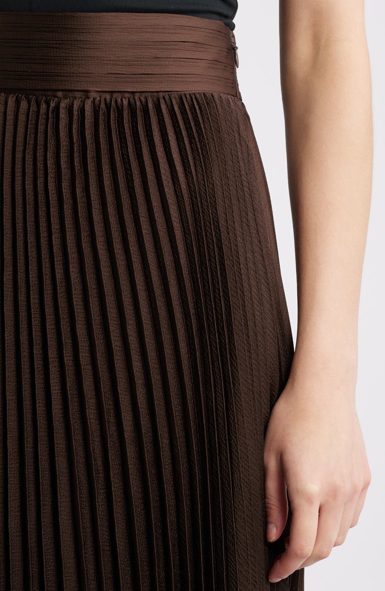 Elie Tahari The Ayla Pleated Midi Skirt, Alternate, color, Bistro Brown