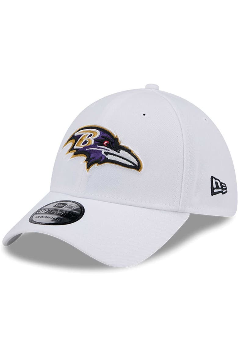 Men's New Era White Baltimore Ravens Main 39THIRTY Flex Hat, Main, color, White
