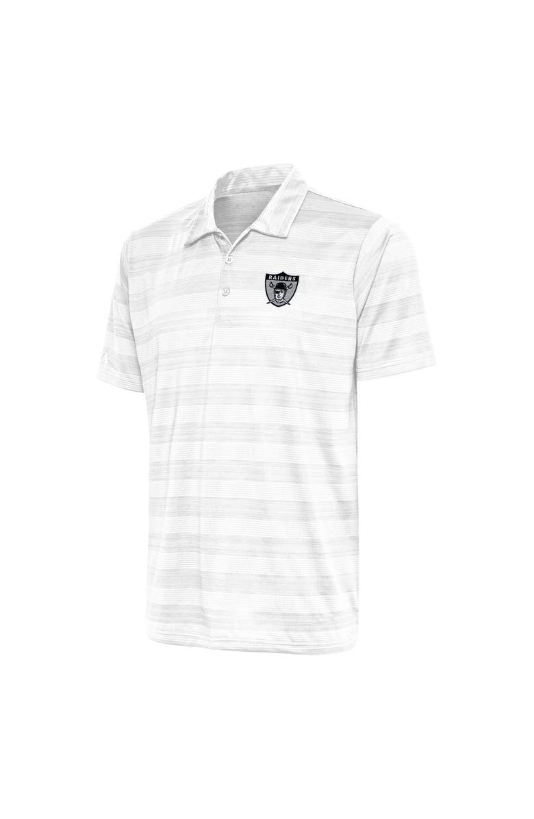 ANTIGUA Men's Antigua White Las Vegas Raiders Team Logo Throwback Compass Polo, Main, color, 