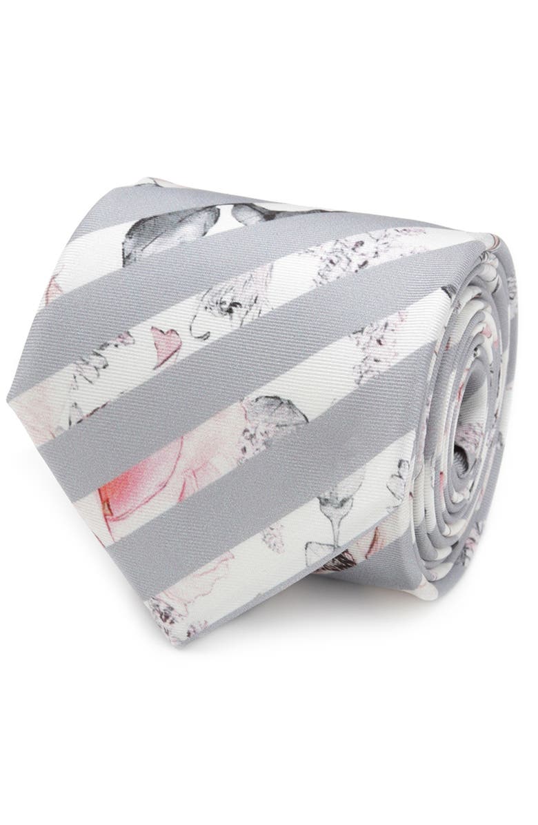 Cufflinks, Inc. Painted Floral Stripe Silk Tie, Main, color,