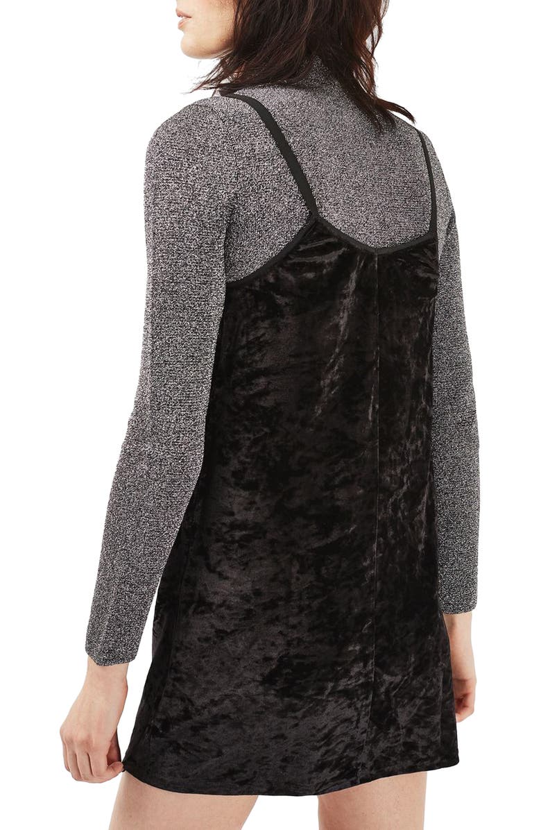 Topshop Crushed Velvet Slipdress, Alternate, color, 